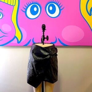 Sunset + Spring Black Faux Patent Leather Mini Skirt